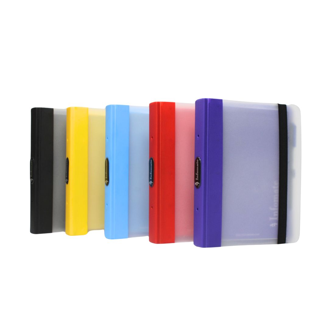 INFOMATE A5 Moulded Notebook with Reusable Plastic Sleeve & Blue Ball Pen | Protective & Durable Cover