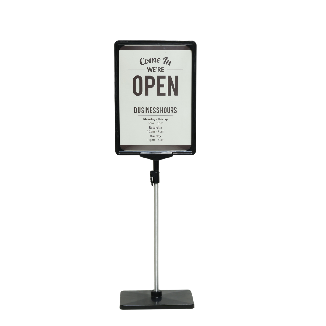 Infomate Adjustable Fra Floor Sign Stand, Vertical & Horizontal Display