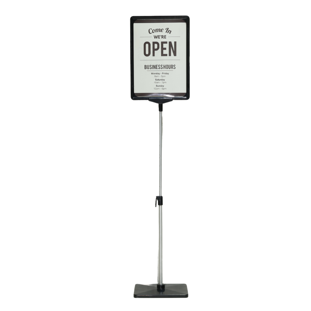 Infomate Adjustable Fra Floor Sign Stand, Vertical & Horizontal Display