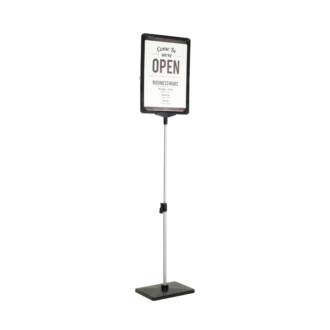 Infomate Adjustable Fra Floor Sign Stand, Vertical & Horizontal Display