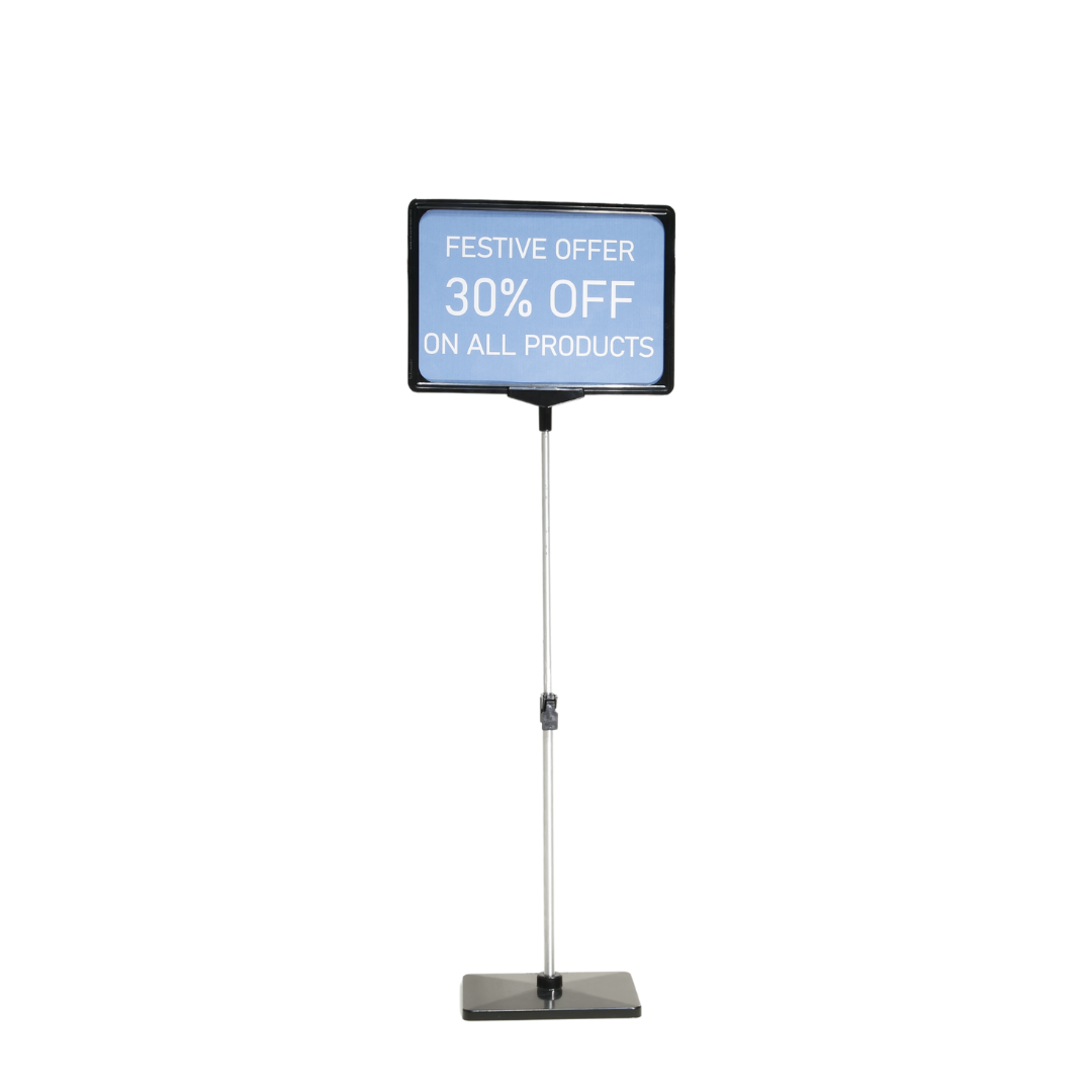 Infomate Adjustable Fra Floor Sign Stand, Vertical & Horizontal Display