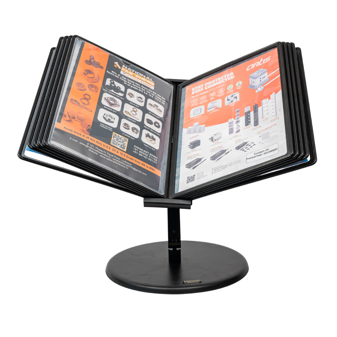Infomate Adjustable Document Display Desk Display Unit A4 with 10 PP Folders