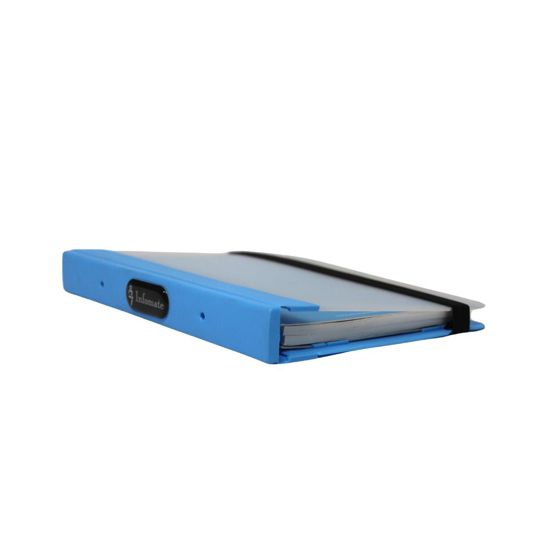 INFOMATE A5 Moulded Notebook with Reusable Plastic Sleeve & Blue Ball Pen | Protective & Durable Cover