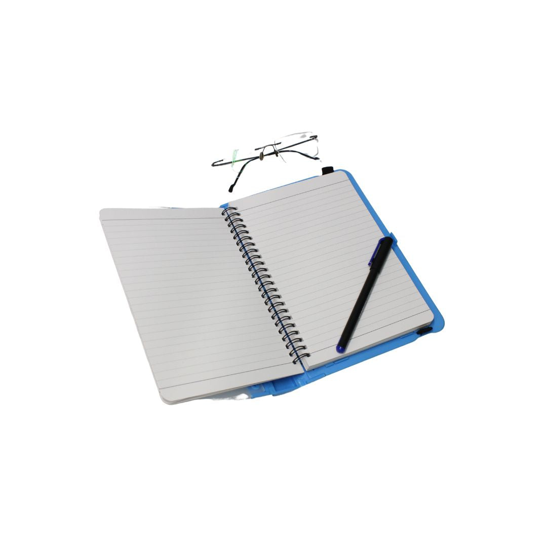INFOMATE A5 Moulded Notebook with Reusable Plastic Sleeve & Blue Ball Pen | Protective & Durable Cover