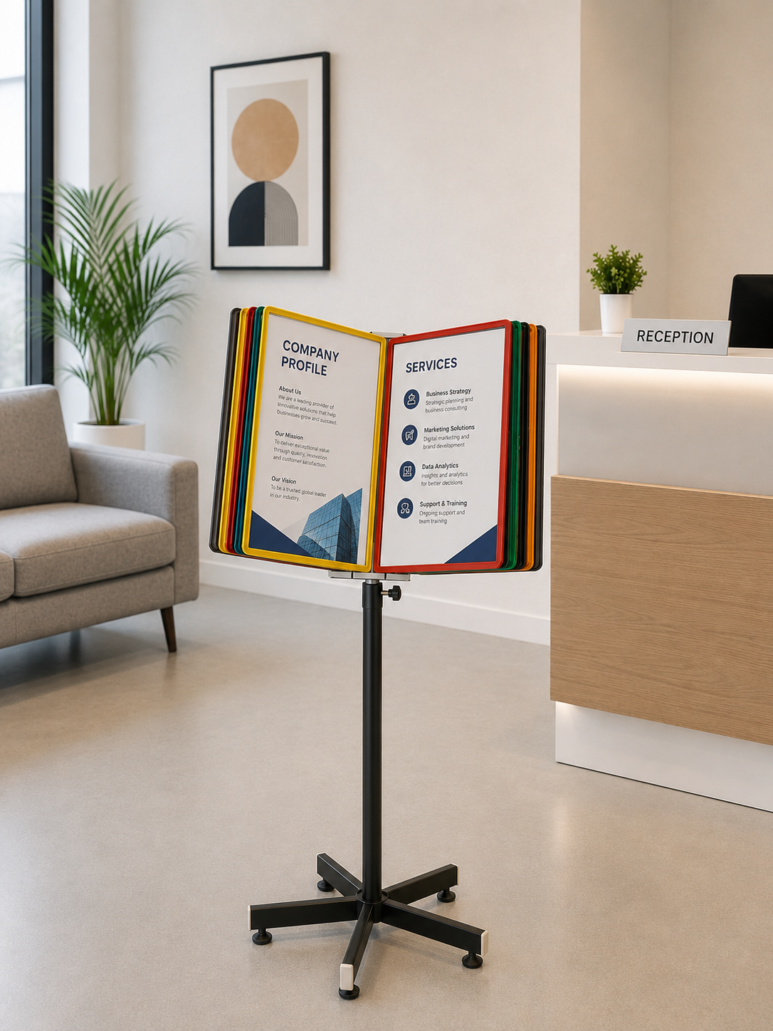 Infomate Supreme Information Stand –  Pivoting Display Stand for Offices, Reception, Hotels & Showrooms