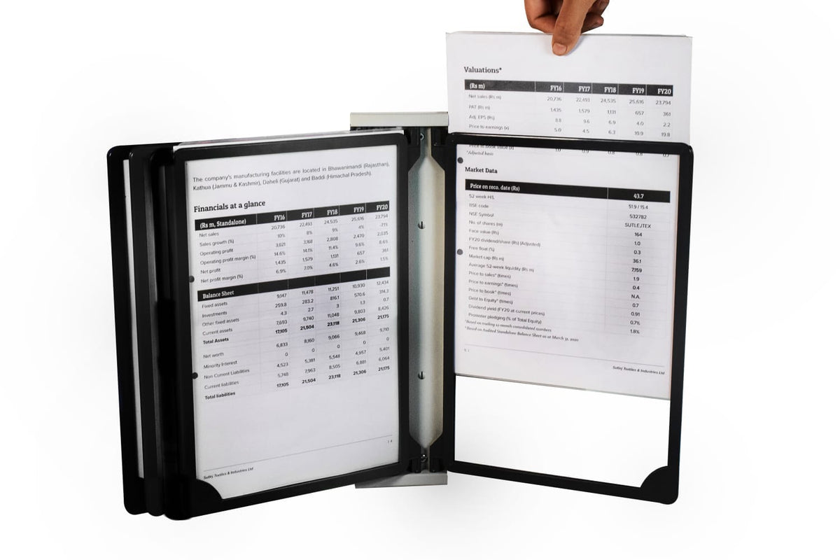 Infomate Supreme Wall Display Unit with Pivoting Display Pockets A3 with 5 folders