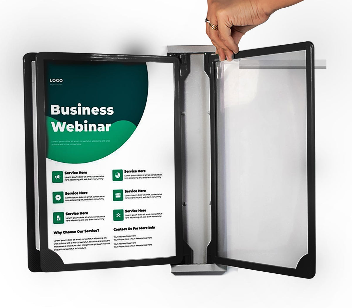 Infomate Supreme Wall Display Unit with Pivoting Display Pockets A3 with 5 folders