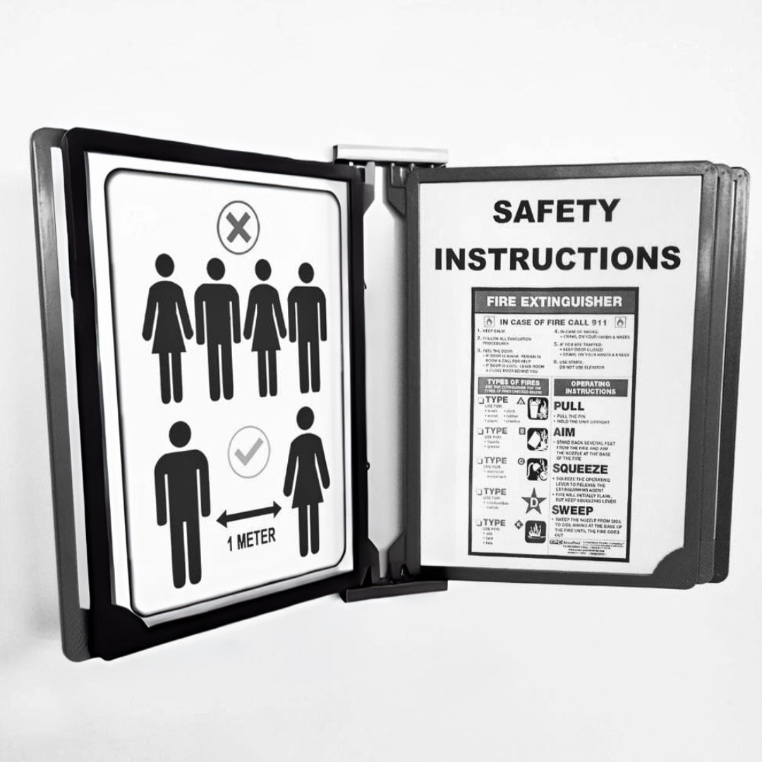 Infomate Supreme Wall Display Unit with Pivoting Display Pockets A3 with 5 folders