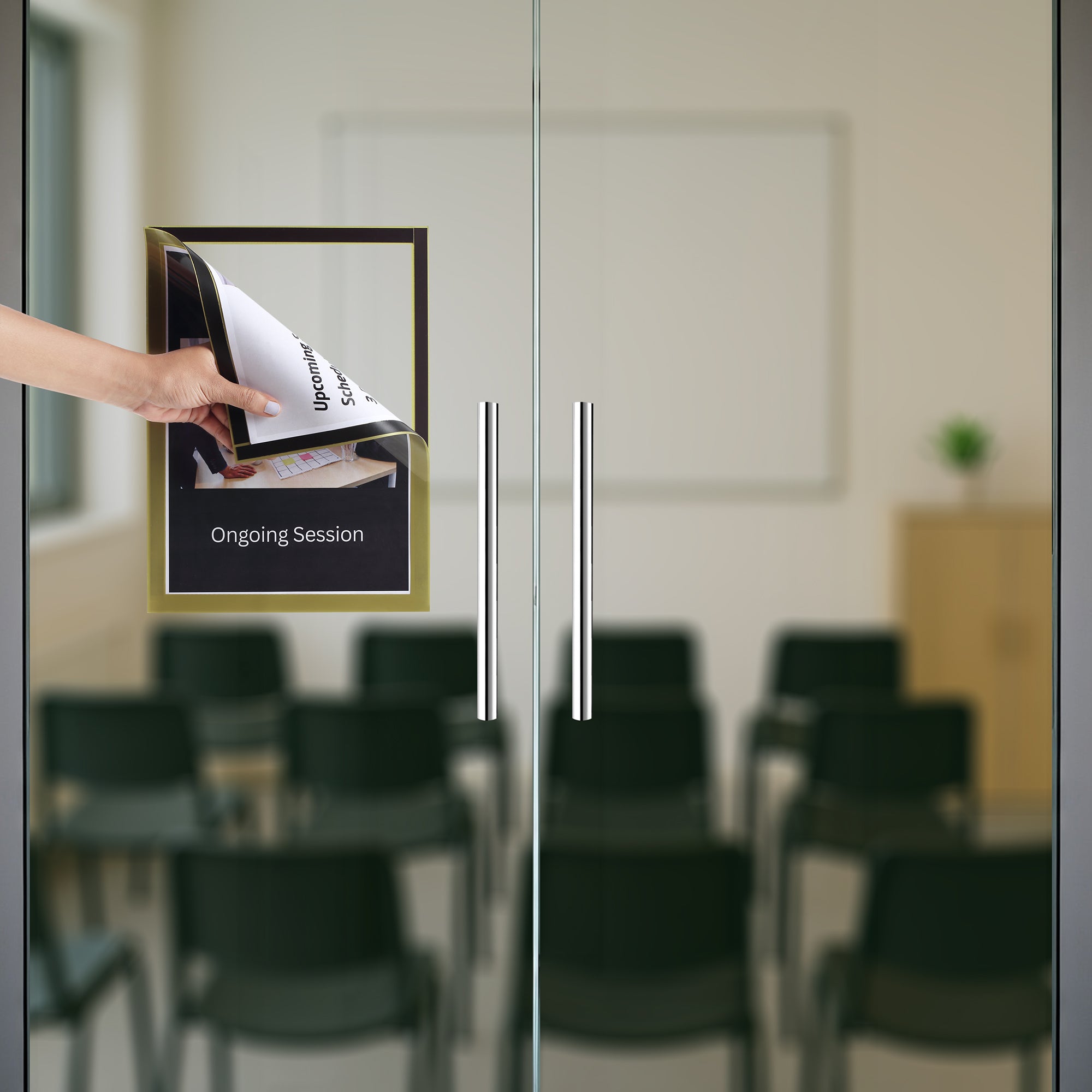 Infomate Two-Way View Glass Display Pocket | Peel & Stick Reusable Document Holder (Pack of 3)