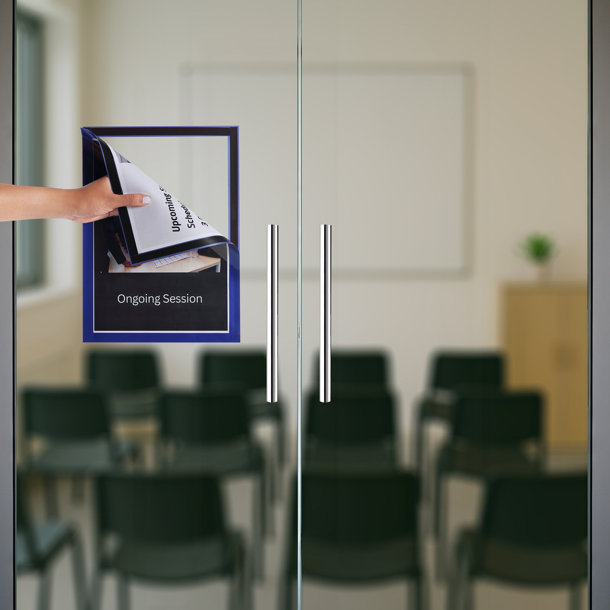 Infomate Two-Way View Glass Display Pocket | Peel & Stick Reusable Document Holder (Pack of 3)
