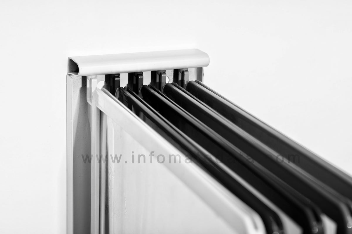 Infomate Supreme Wall Display Unit with Pivoting Display Pockets A3 with 5 folders
