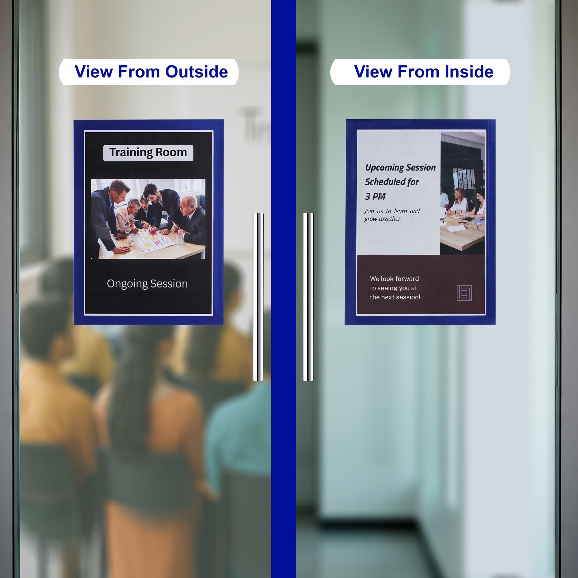 Infomate Two-Way View Glass Display Pocket | Peel & Stick Reusable Document Holder (Pack of 3)