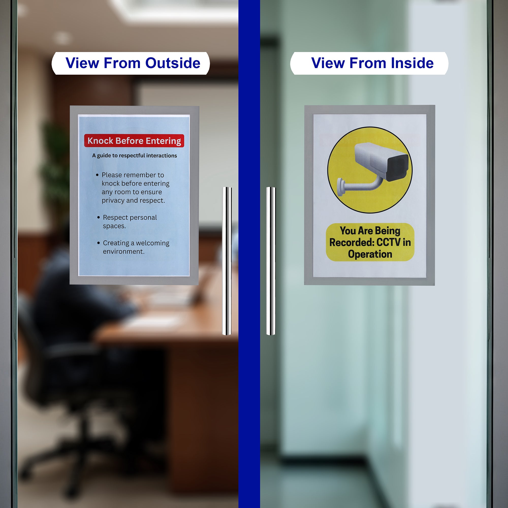 Infomate Two-Way View Glass Display Pocket | Peel & Stick Reusable Document Holder (Pack of 3)