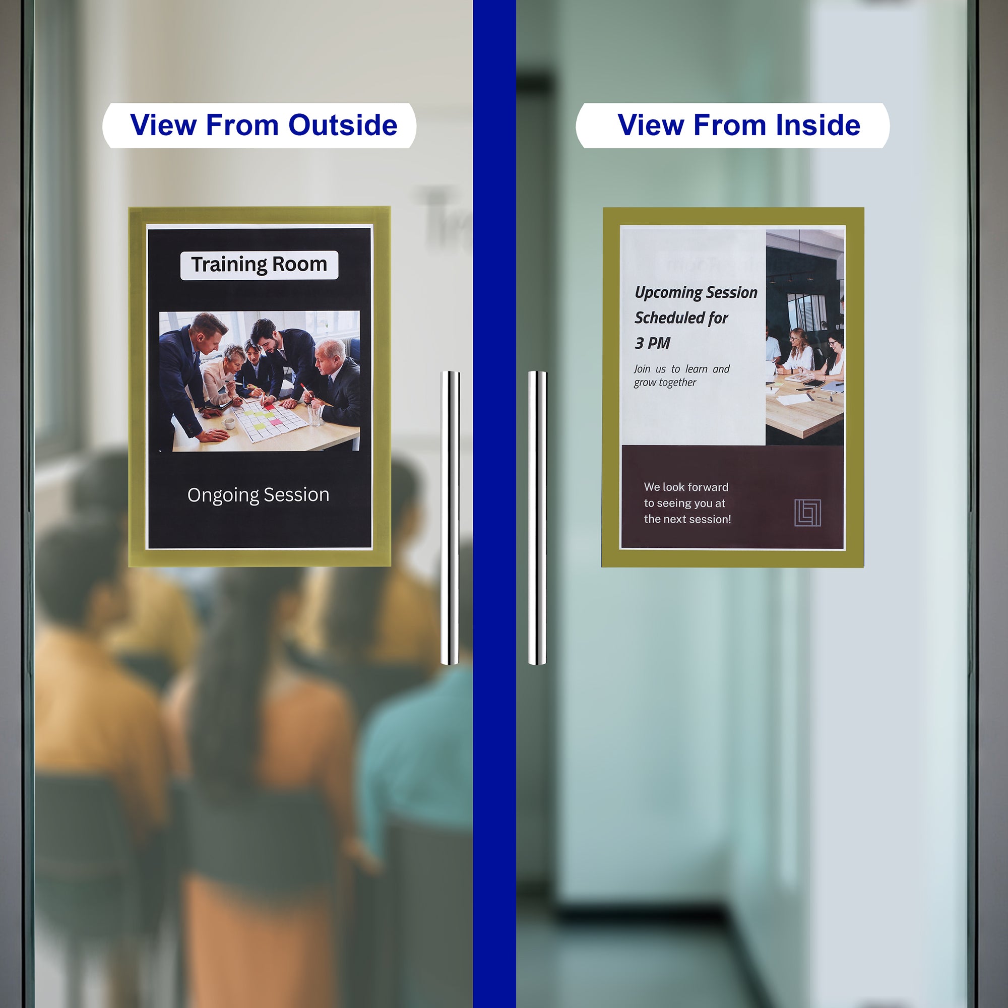 Infomate Two-Way View Glass Display Pocket | Peel & Stick Reusable Document Holder (Pack of 3)