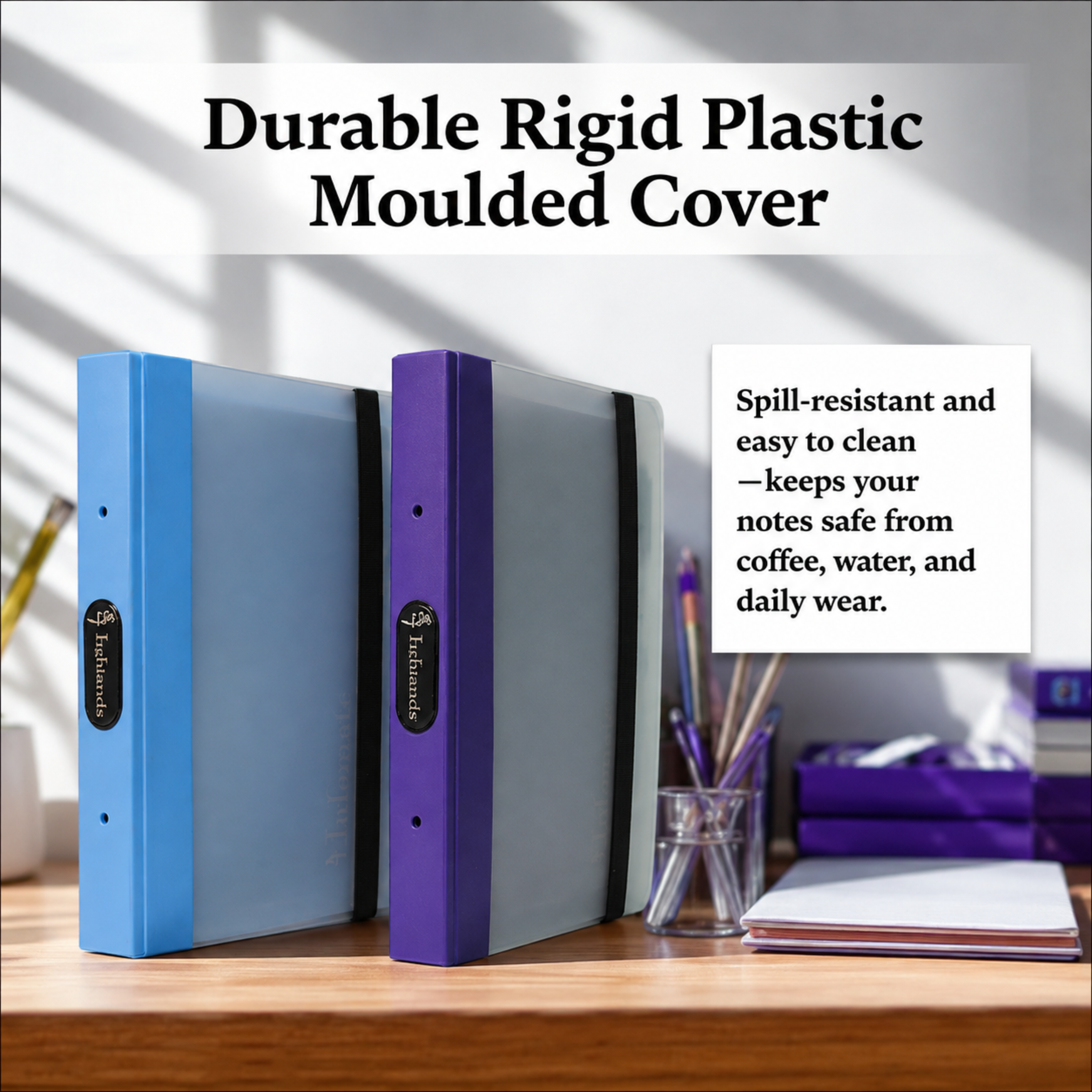INFOMATE A5 Moulded Notebook with Reusable Plastic Sleeve & Blue Ball Pen | Protective & Durable Cover