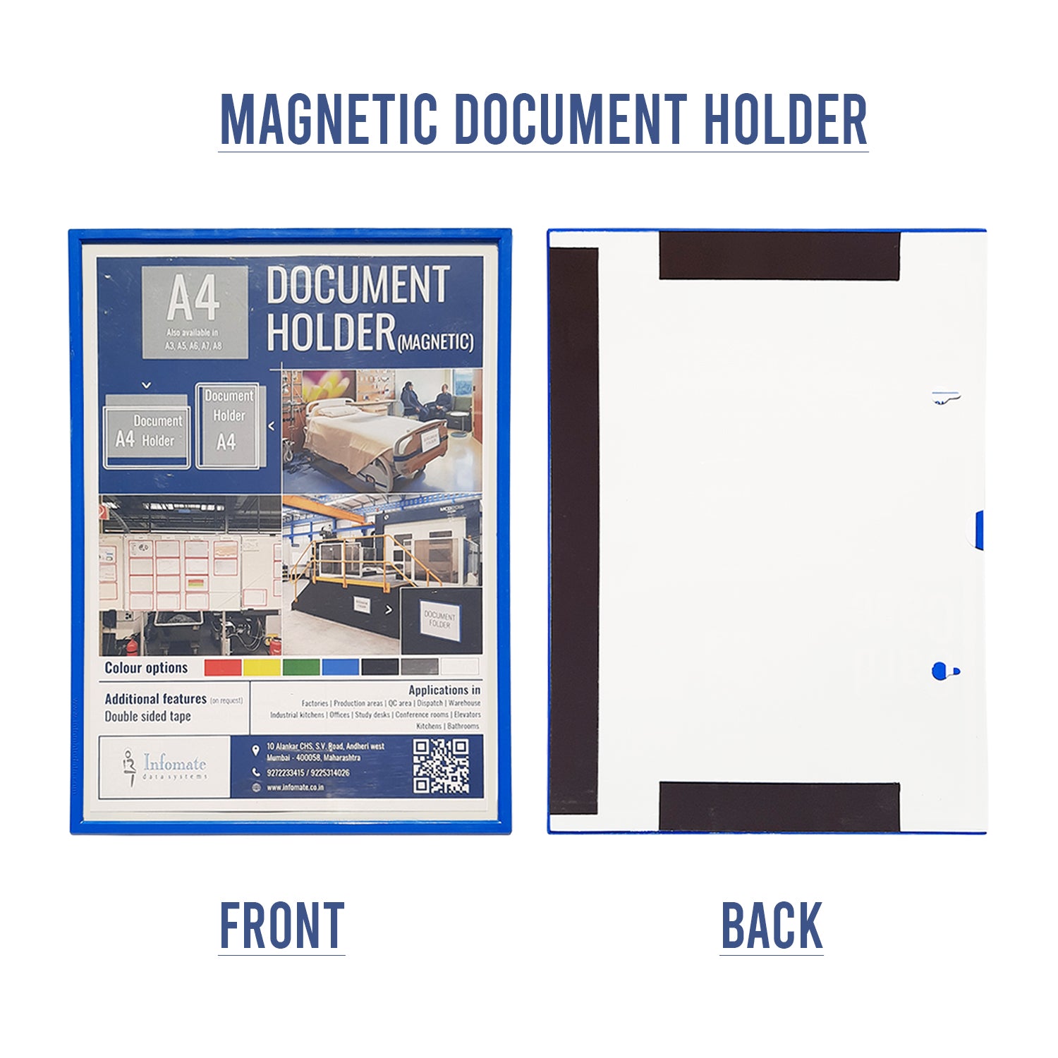 Infomate Magnetic Document Holder | A4 Display Frame for Iron Metallic Surfaces