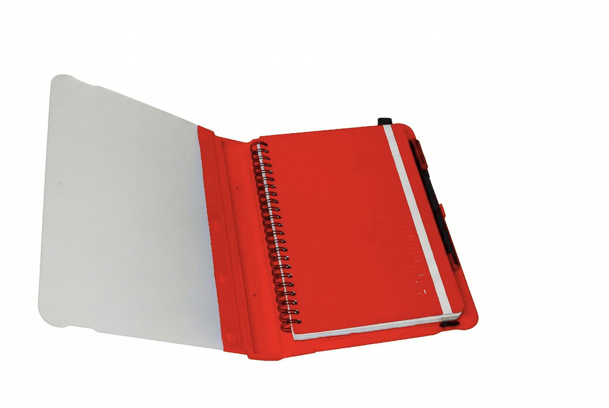 INFOMATE A5 Moulded Notebook with Reusable Plastic Sleeve & Blue Ball Pen | Protective & Durable Cover