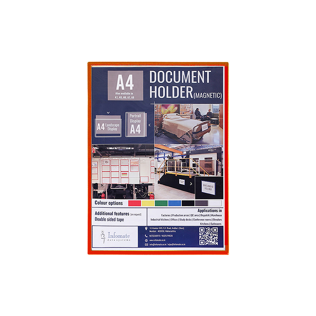 Infomate Magnetic Document Holder | A4 Display Frame for Iron Metallic Surfaces