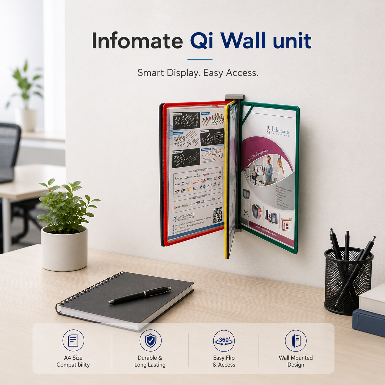 Infomate Quick Insert A4 Wall Mounted Document Display System