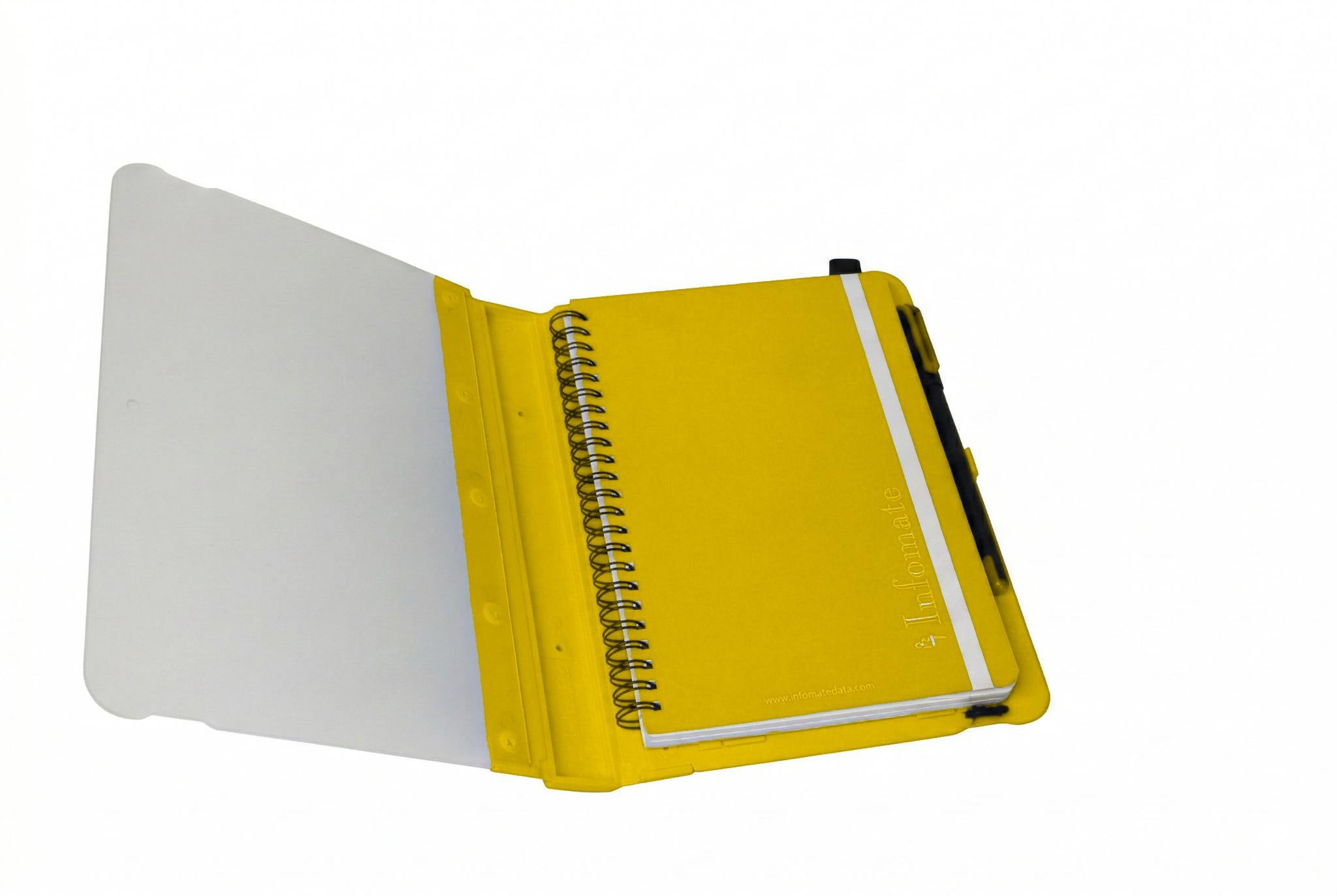 INFOMATE A5 Moulded Notebook with Reusable Plastic Sleeve & Blue Ball Pen | Protective & Durable Cover